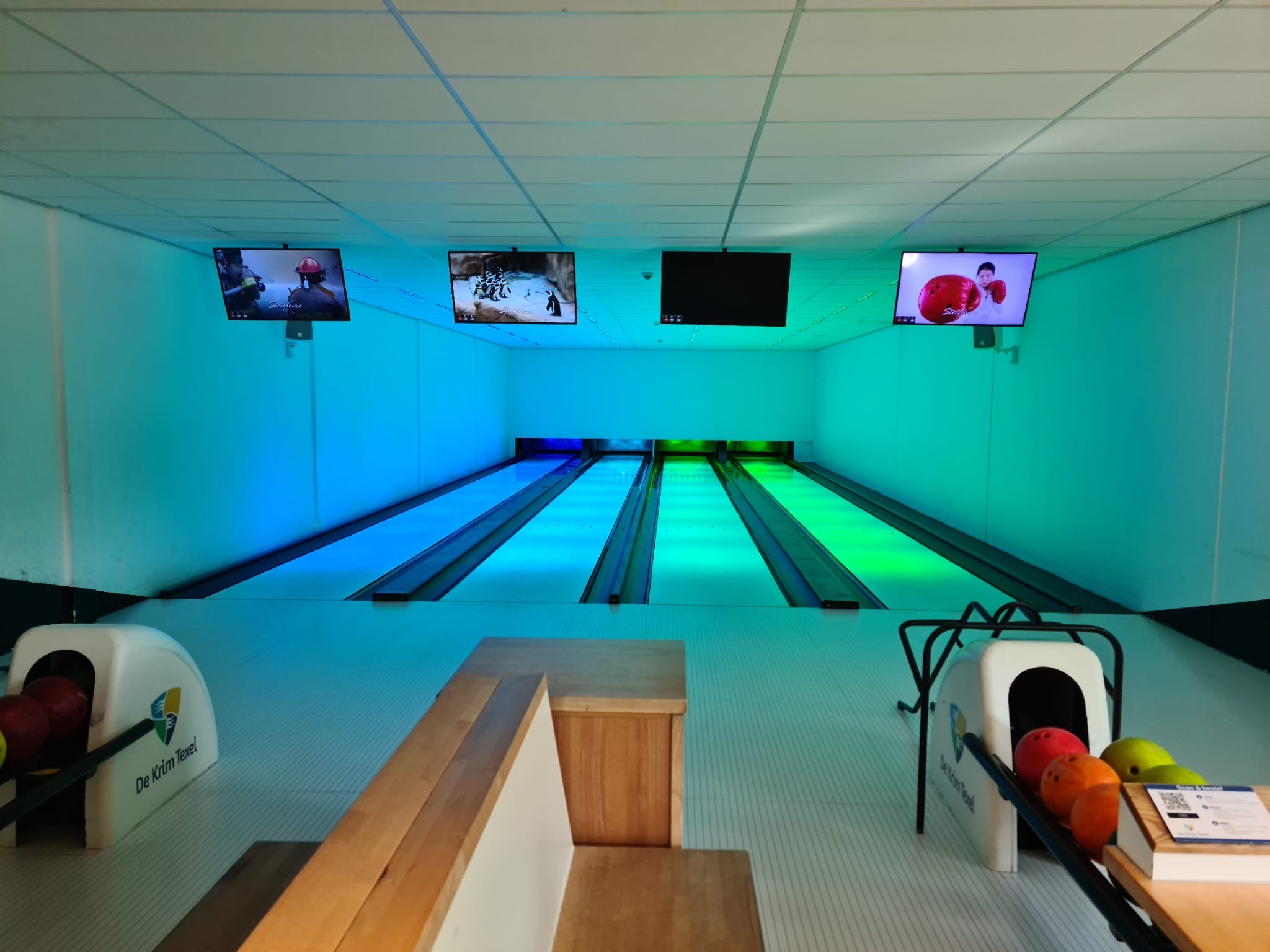 De bowlingbaan met vier banen van het vakantiepark De Krim.